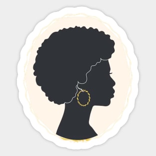 Big Curly Afro Natural Hair Black Woman Sticker